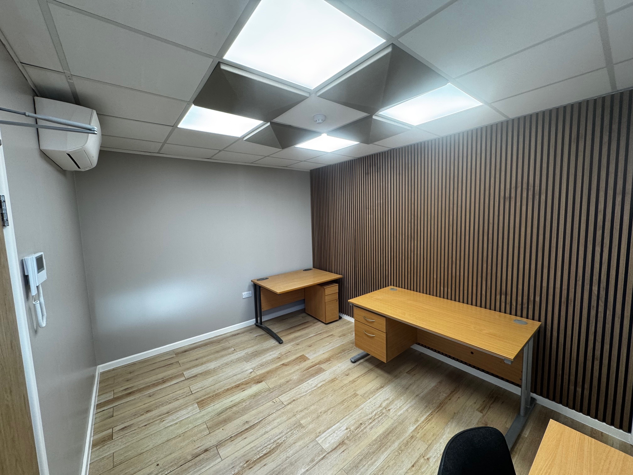 Modern office space with desks